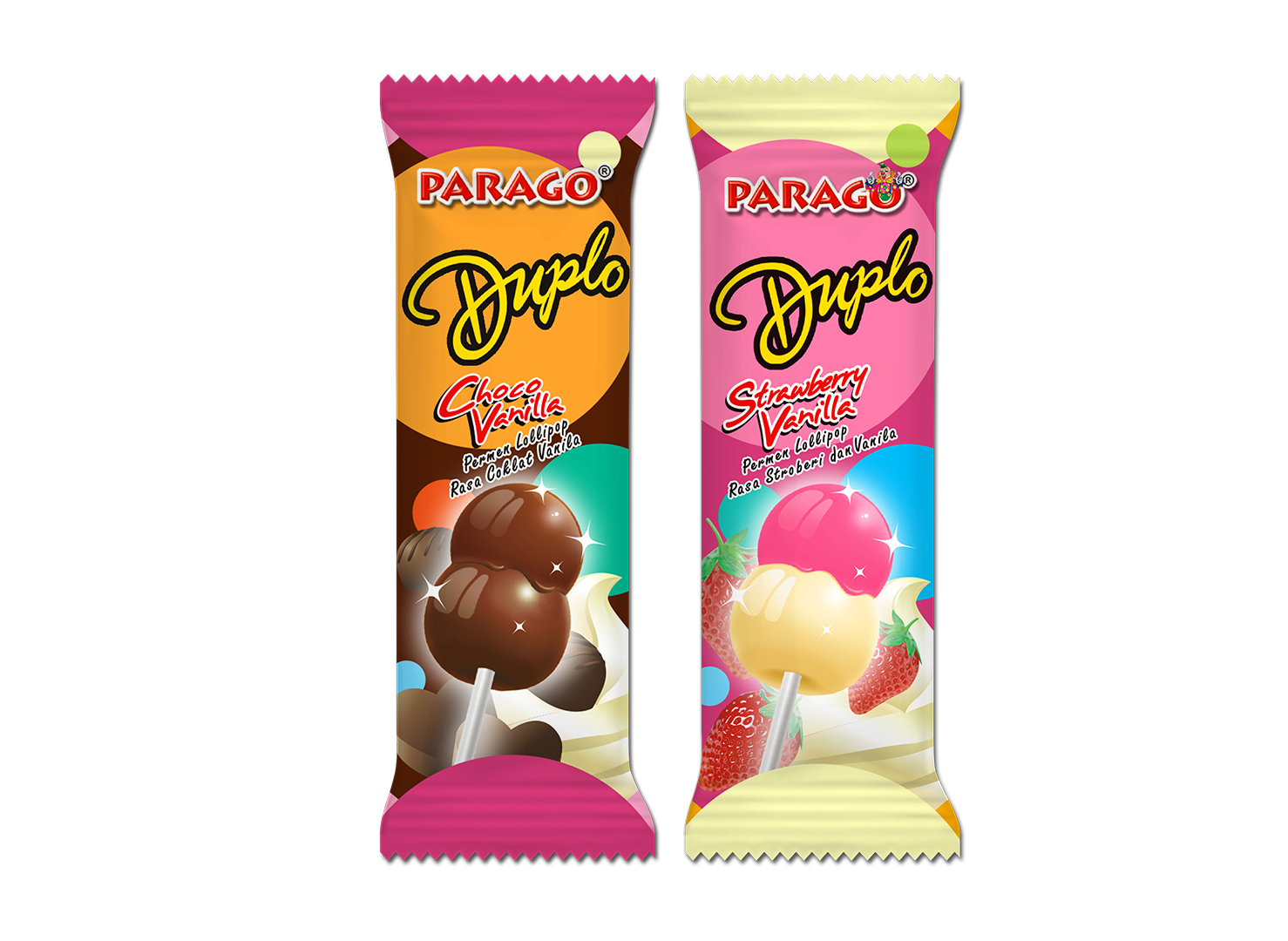 A lollipop with two colours and two flavours means twice the fun, which can surely paint a smile on everyone’s face! A delicious sweet you can have anytime and anywhere, with two enticing flavour combination–Strawberry&Vanilla or Chocolate&Vanilla –to taste the best of both worlds. A combo lolly that will be loved by kids and adults of all ages, a classic everyone craves for. It is perfect for toppings on cakes, giveaways, or a snack for parties, school, office, and trips! Not to mention, it is also a medicine to cure your bad mood.